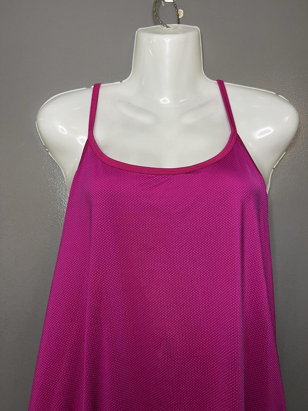 Old Navy Tank Top Womens Large Pink Mesh Polka Dot Drawstring Hem Cami Athletic